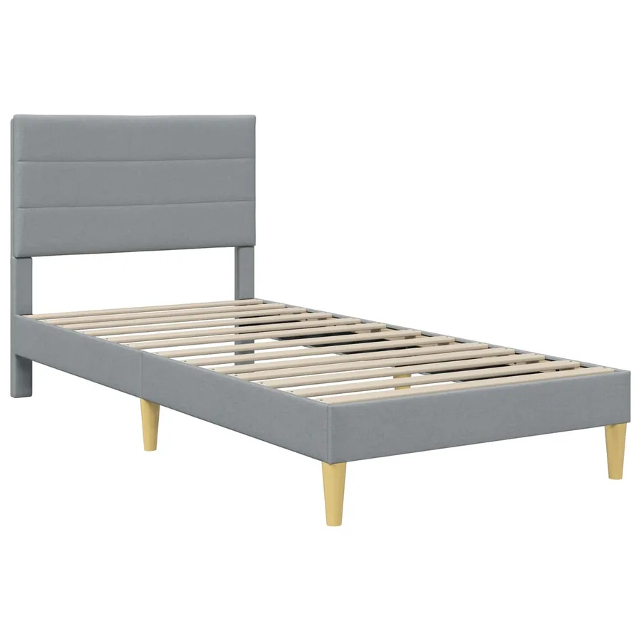 Cadre de lit Gris clair 90 x 200 cm Polyester - 4