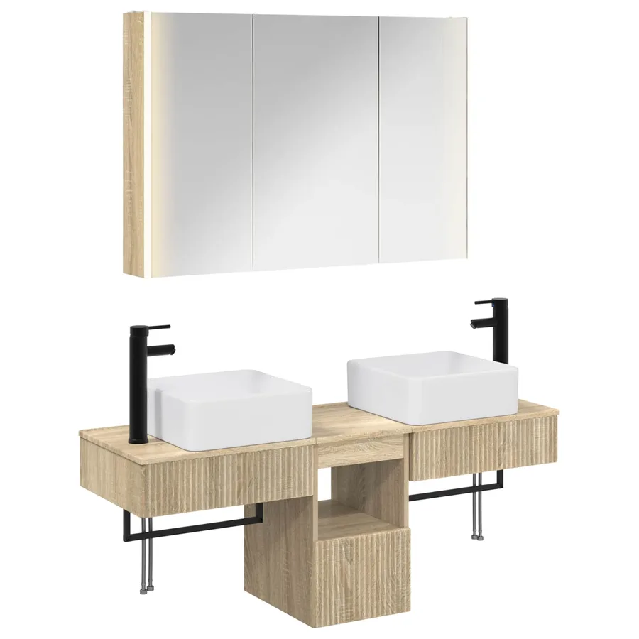 Ensemble d'armoire de salle de bain 4 pcs Chêne Sonoma - 2