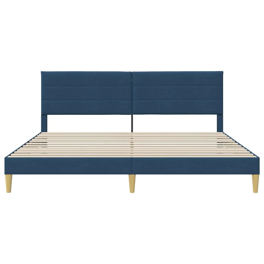 Cadre de lit avec tête de lit Bleu 200 x 200 cm Tissu - 4