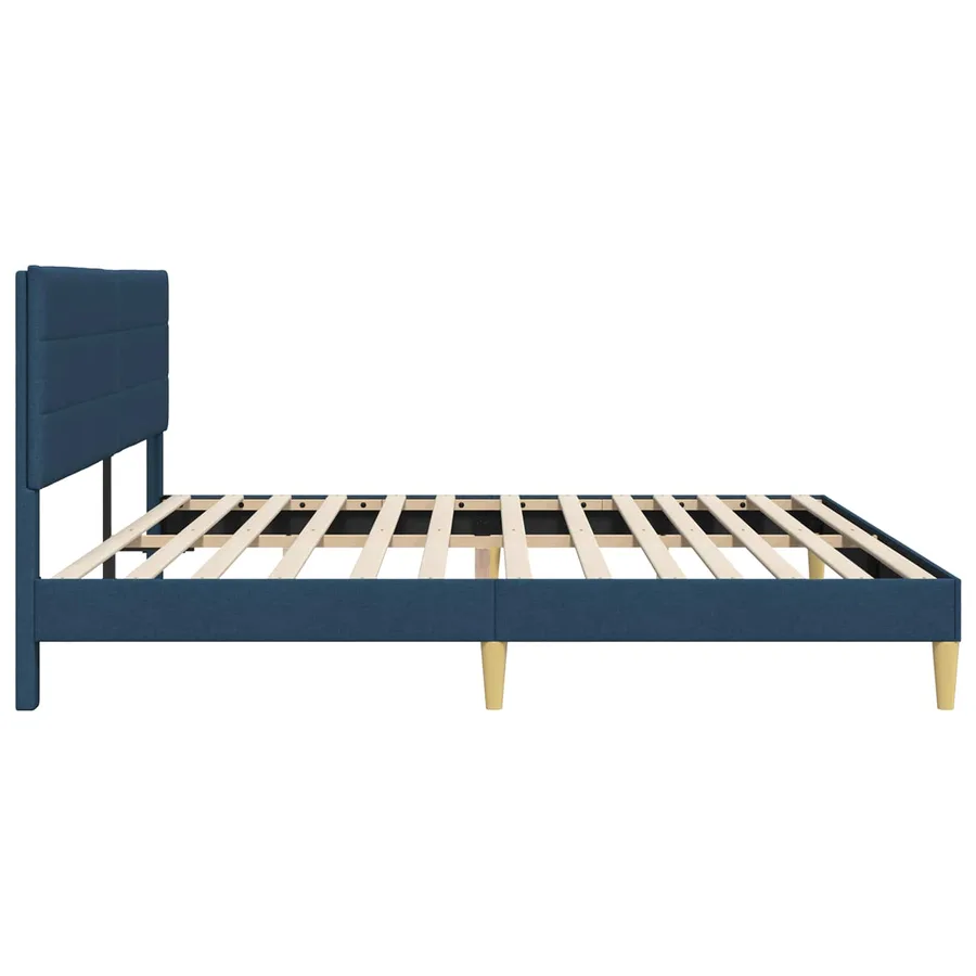 Cadre de lit avec tête de lit Bleu 200 x 200 cm Tissu - 5
