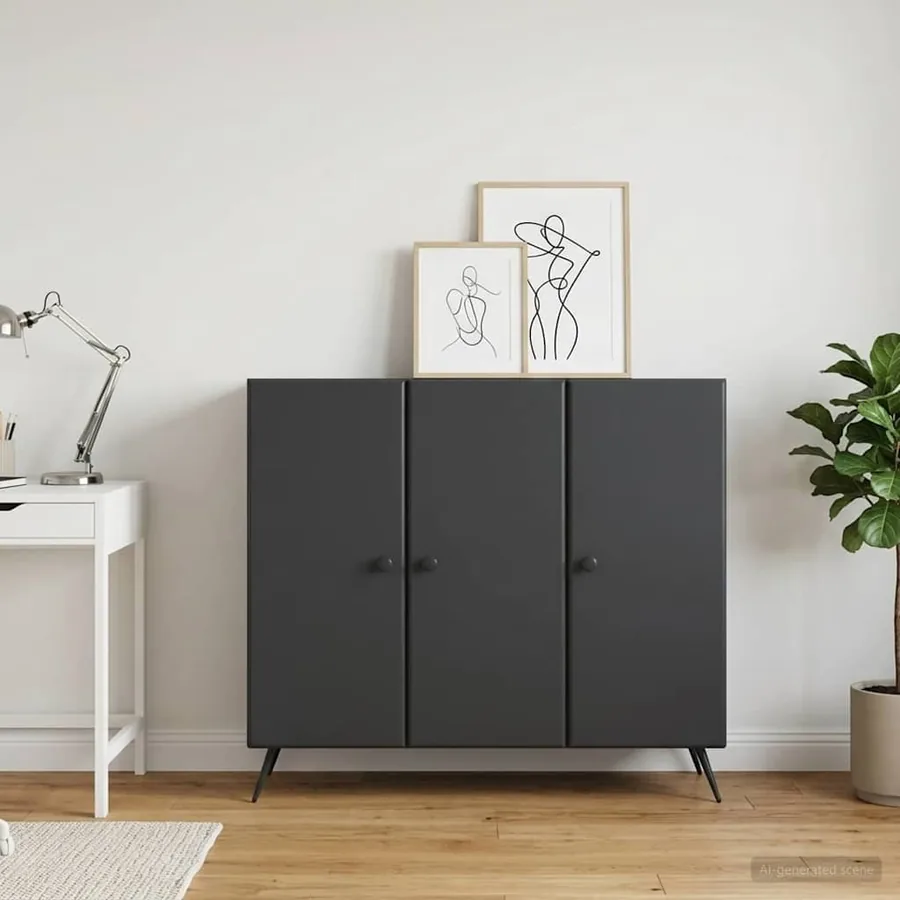 Buffet Noir 89 x 34,5 x 80 cm Bois d'ingénierie
