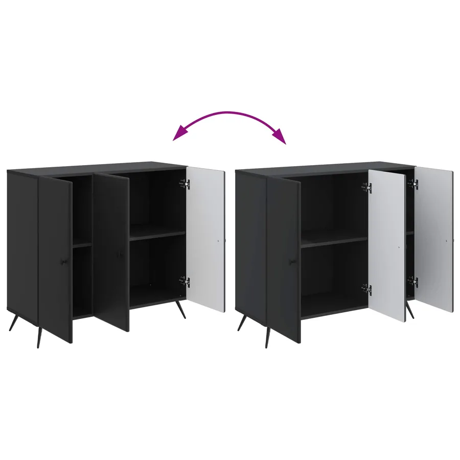 Buffet Noir 89 x 34,5 x 80 cm Bois d'ingénierie - 11
