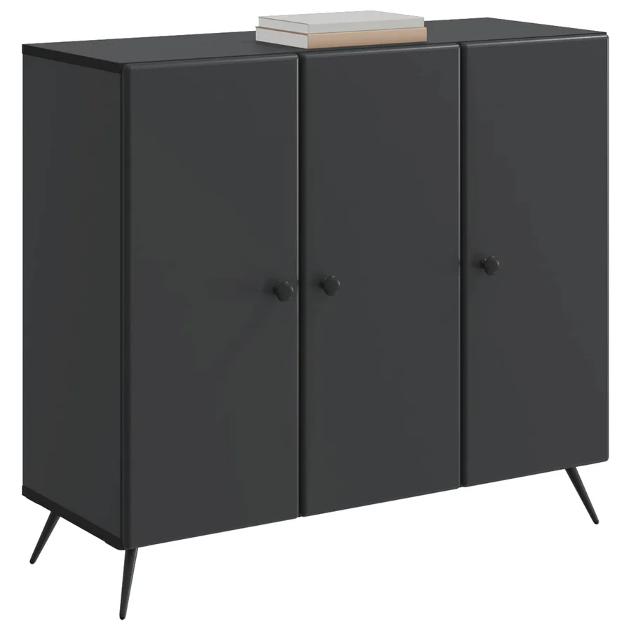 Buffet Noir 89 x 34,5 x 80 cm Bois d'ingénierie - 3