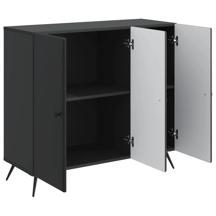 Buffet Noir 89 x 34,5 x 80 cm Bois d'ingénierie - 5