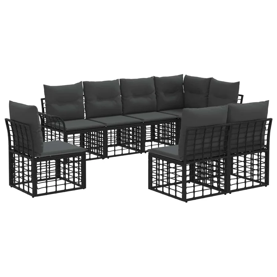 Ensemble de canapés d'extérieur 8 pcs Noir et Gris foncé - 2