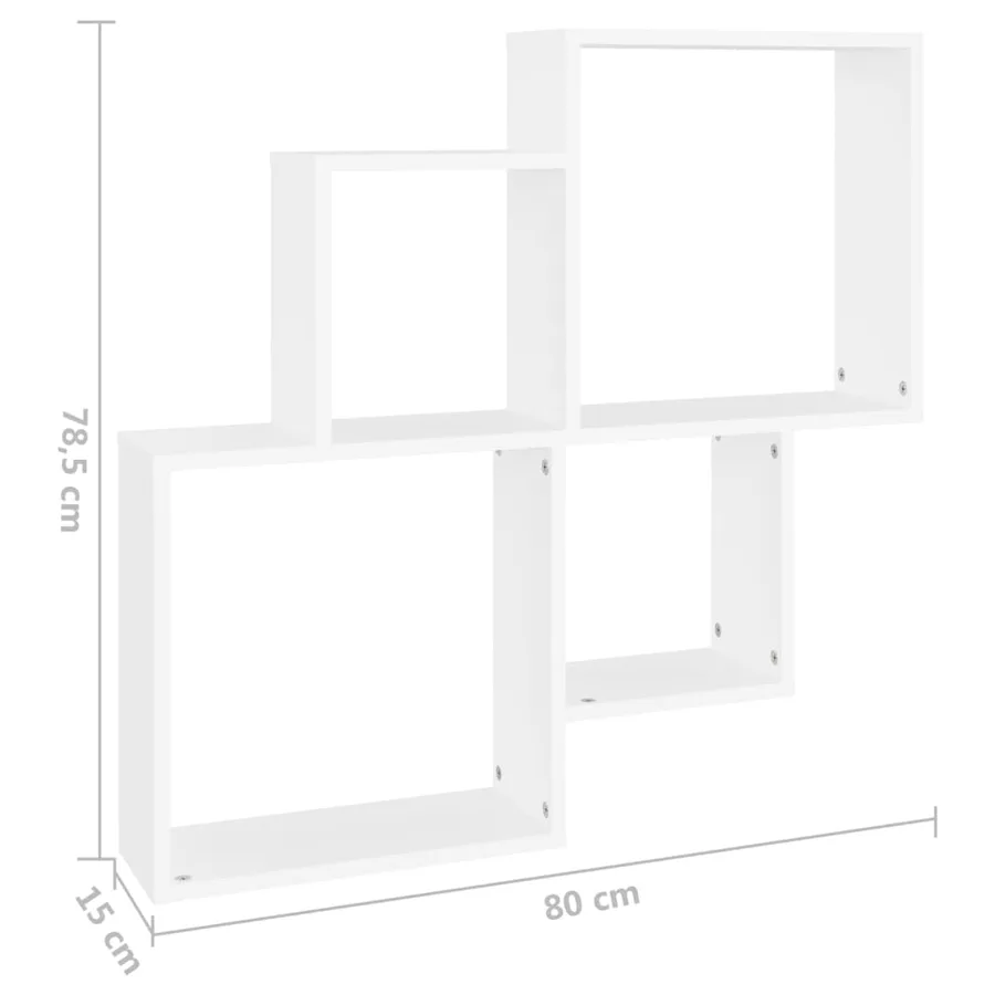 Étagère murale cube Blanc 80x15x78,5 cm Bois d’ingénierie - 6