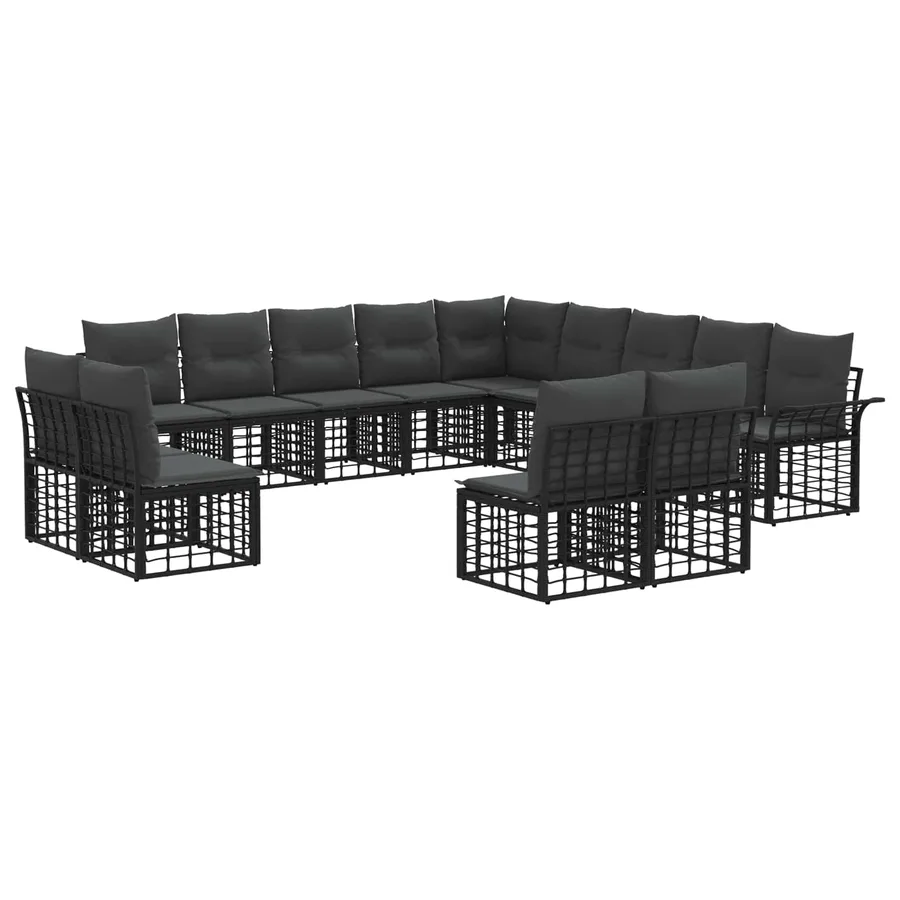 Ensemble de canapés d'extérieur 13 pcs Noir et Gris foncé - 2