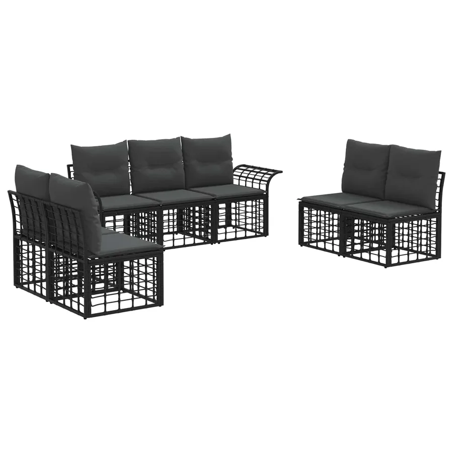 Ensemble de canapés d'extérieur 7 pcs Noir et Gris foncé - 2