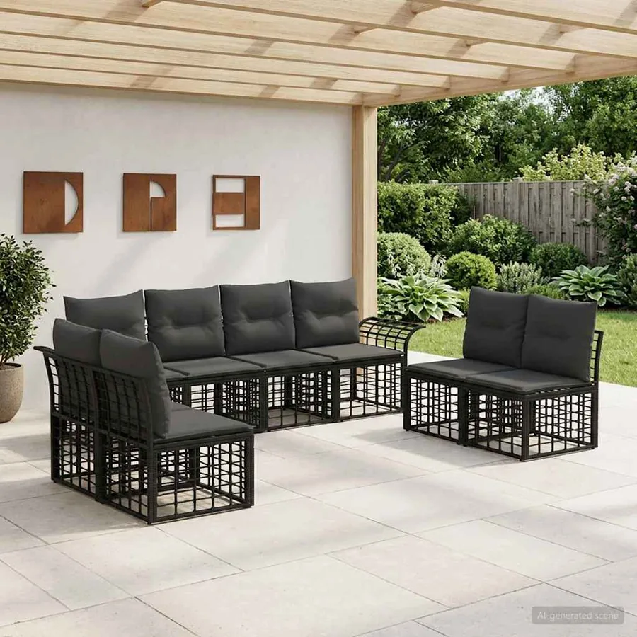Ensemble de canapés d'extérieur 8 pcs Noir et Gris foncé