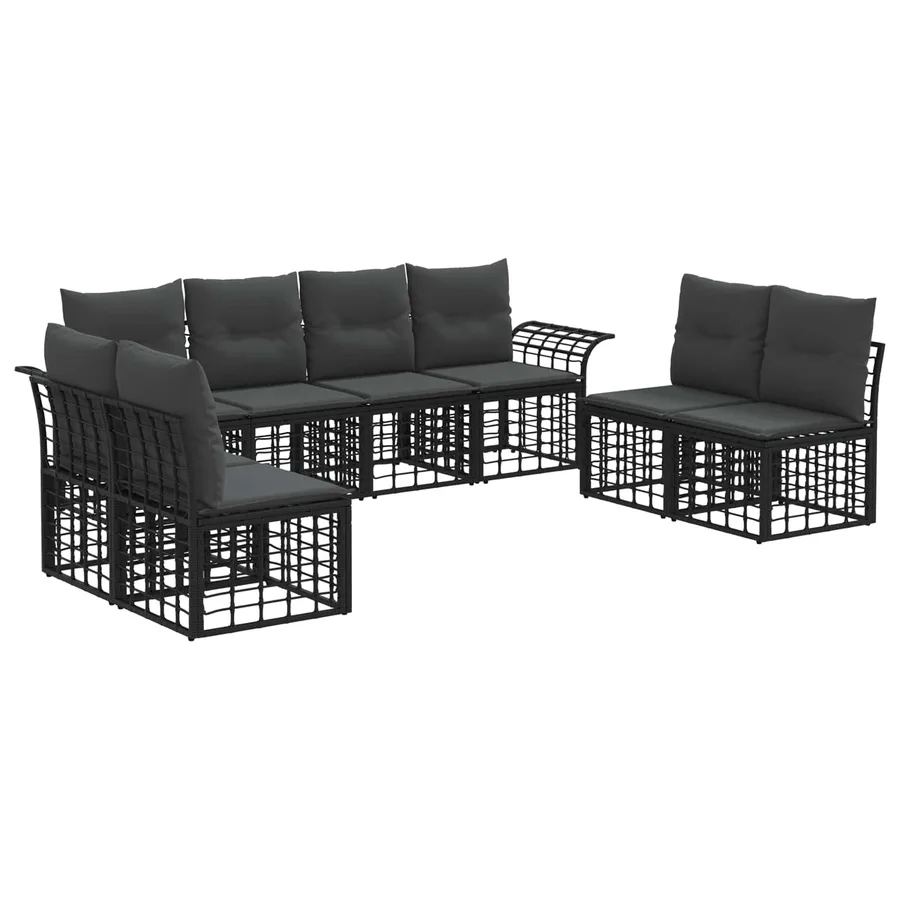 Ensemble de canapés d'extérieur 8 pcs Noir et Gris foncé - 2