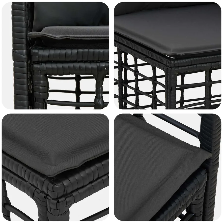 Ensemble de canapés d'extérieur 8 pcs Noir et Gris foncé - 6