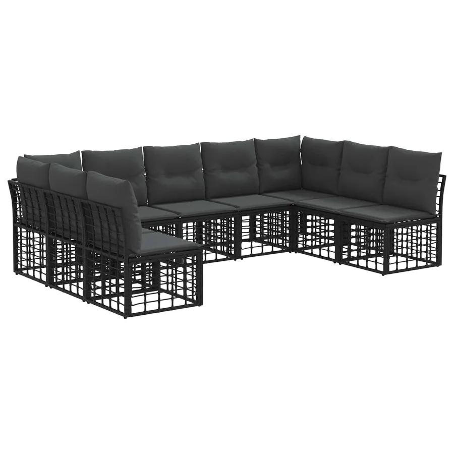 Ensemble de canapés d'extérieur Noir Polyester - 2