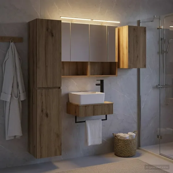 Ensemble de mobilier de salle de bain 5 pc Chêne artisanal