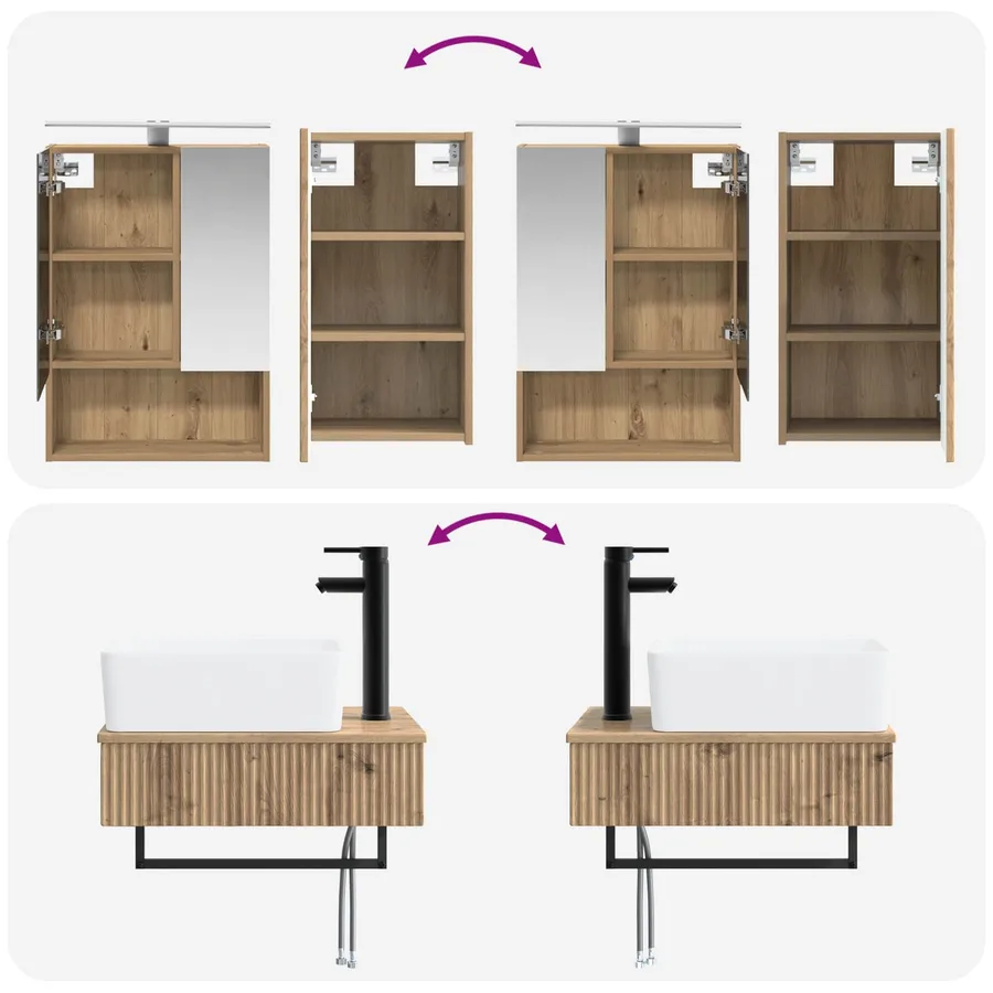 Ensemble de mobilier de salle de bain 5 pc Chêne artisanal - 14