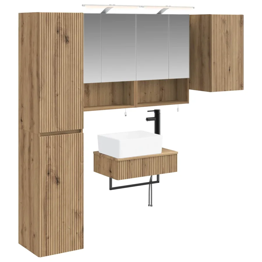 Ensemble de mobilier de salle de bain 5 pc Chêne artisanal - 2