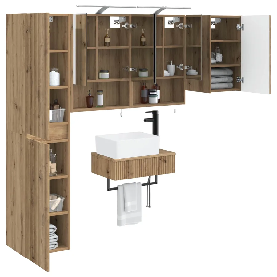 Ensemble de mobilier de salle de bain 5 pc Chêne artisanal - 3
