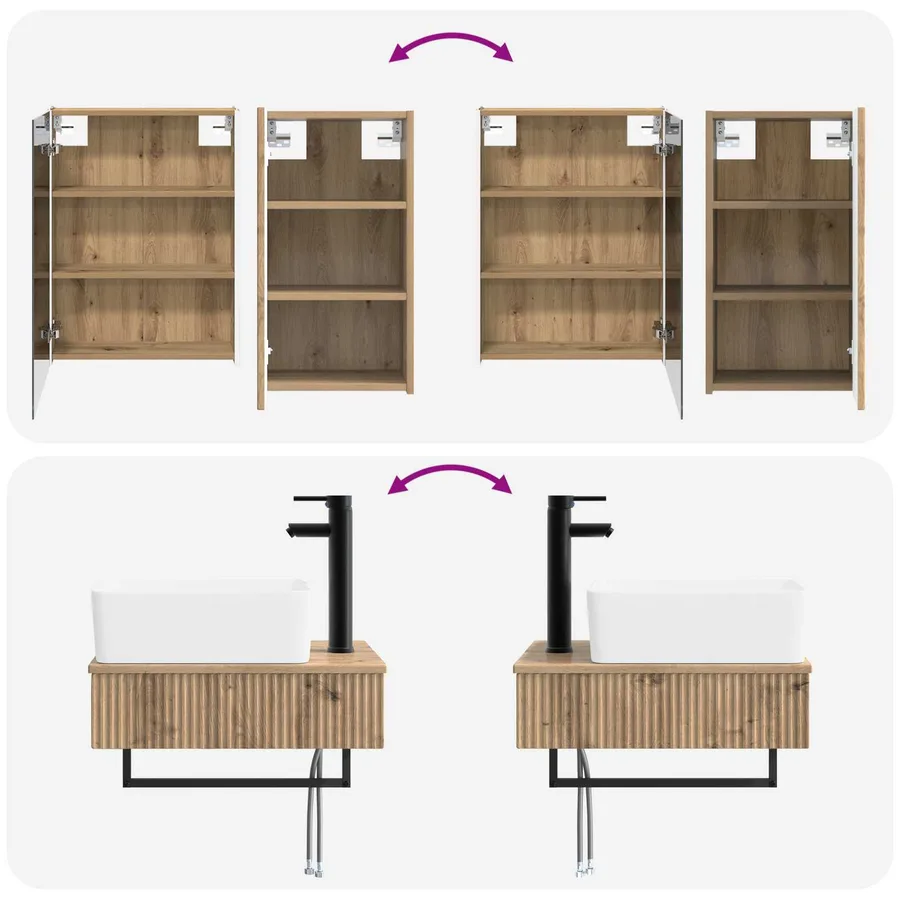 Ensemble de mobilier de salle de bain 5 pc Chêne artisanal - 14