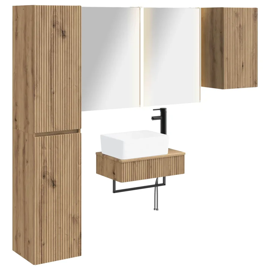 Ensemble de mobilier de salle de bain 5 pc Chêne artisanal - 2
