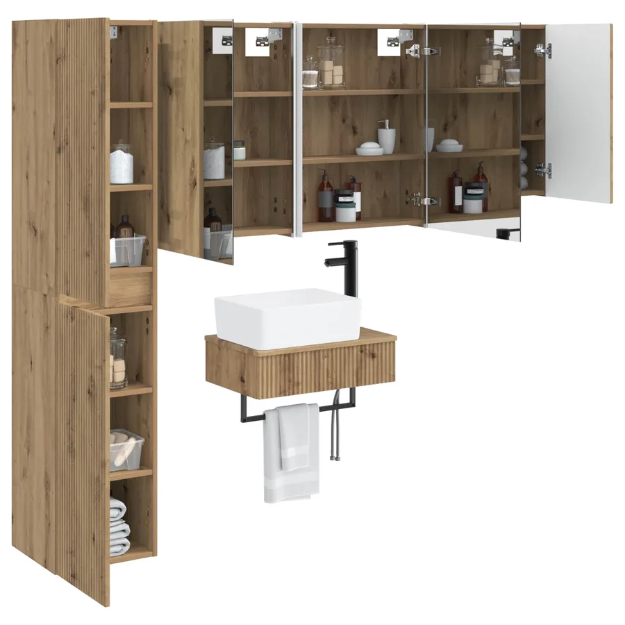 Ensemble de mobilier de salle de bain 5 pc Chêne artisanal - 3