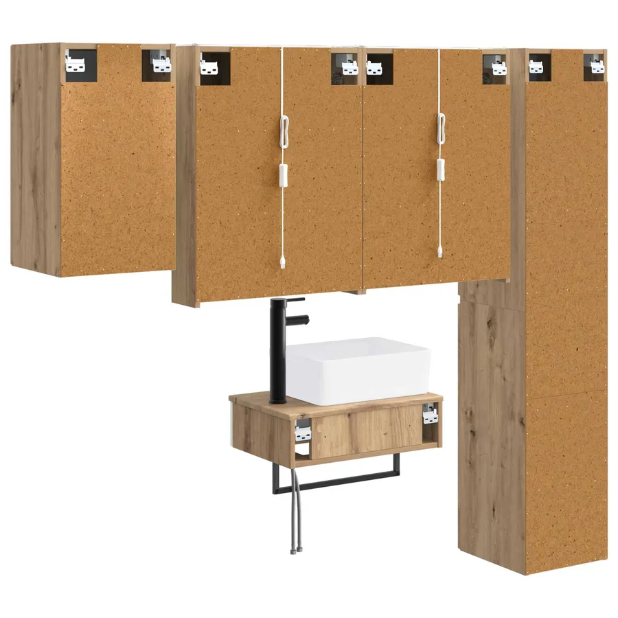 Ensemble de mobilier de salle de bain 5 pc Chêne artisanal - 9