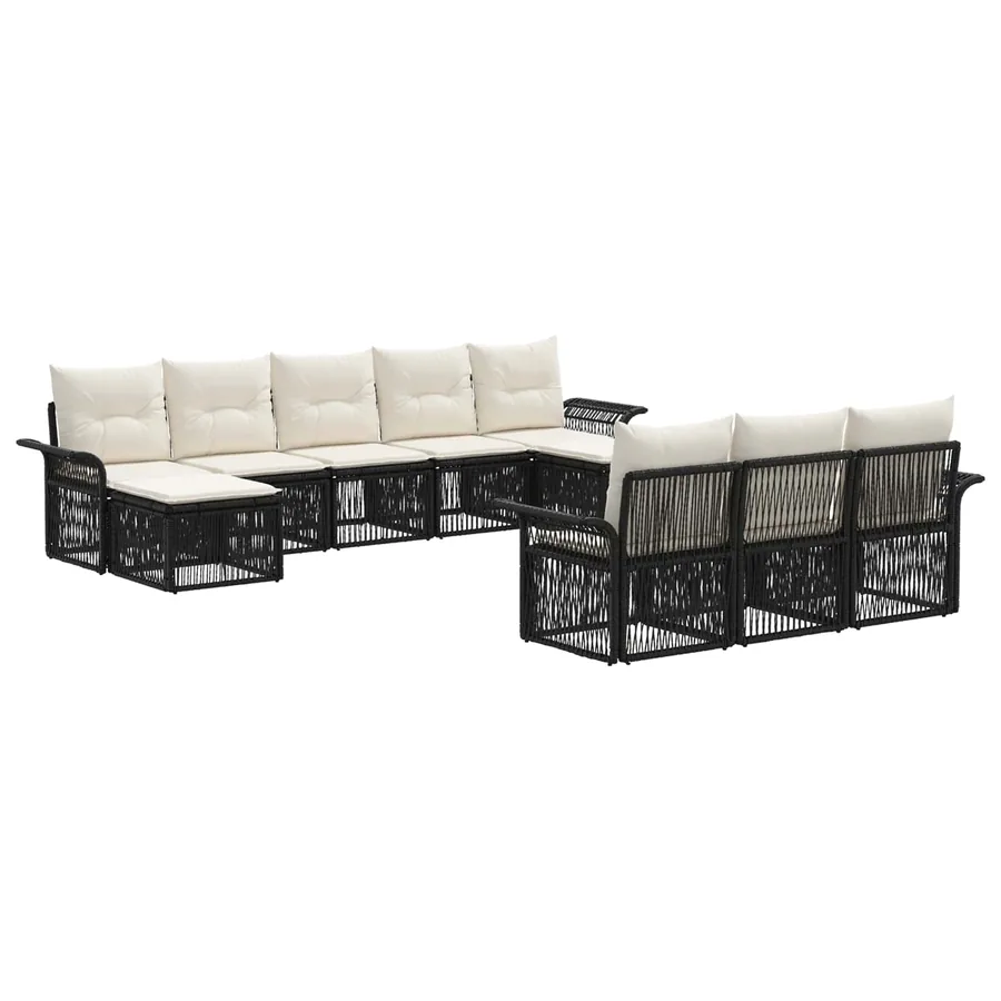 Ensemble de canapé de jardin 10 pcs Noir polyrotin
