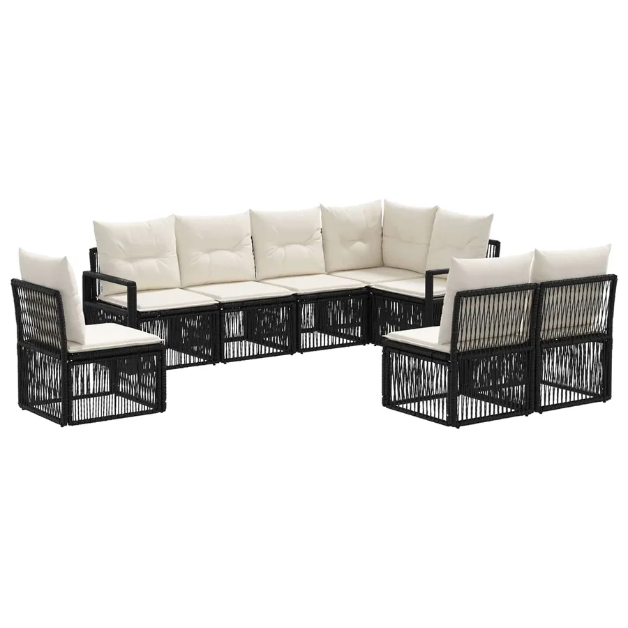 Ensemble de canapé de jardin 8 pcs Noir polyrotin - 2