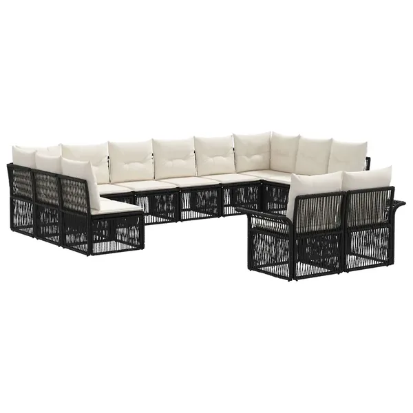 Ensemble de canapé de jardin 12 pcs Noir polyrotin