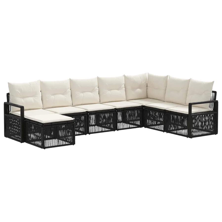 Ensemble de canapé de jardin 8 pcs Noir polyrotin - 2