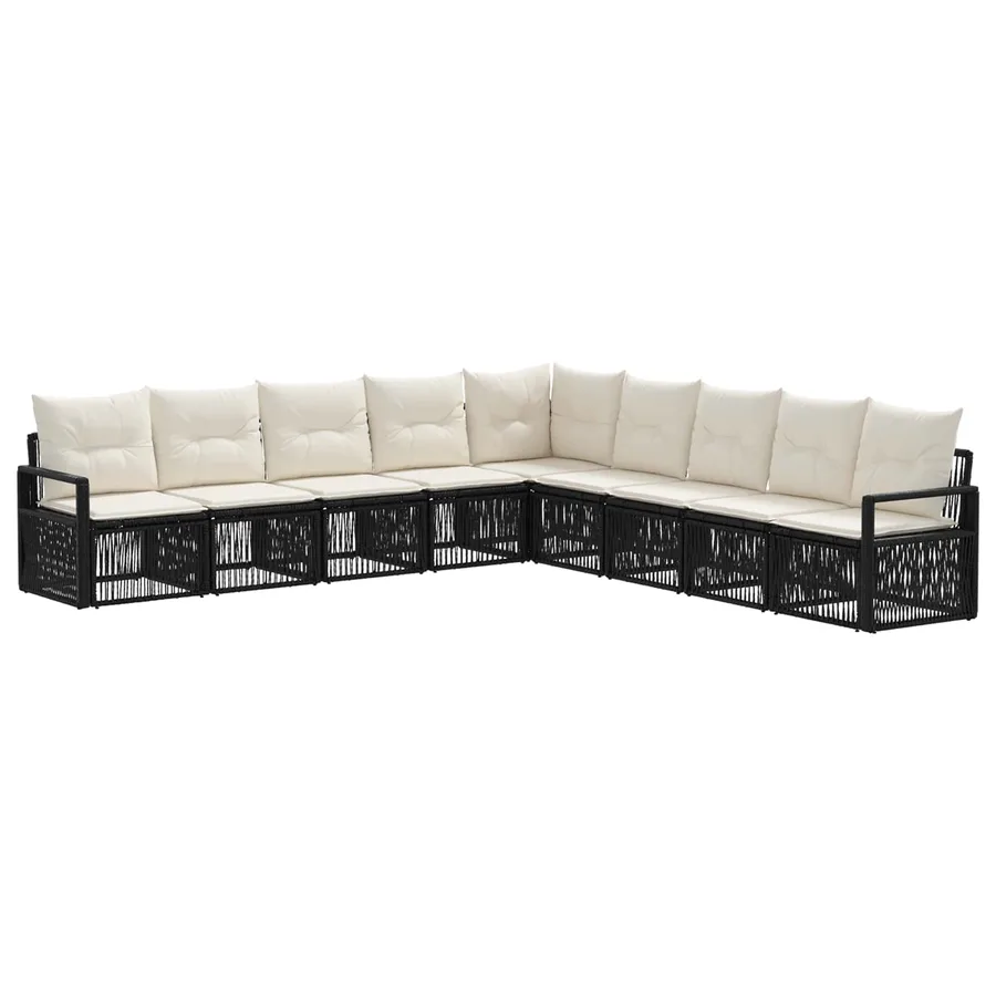 Ensemble de canapé de jardin 9 pcs Noir polyrotin - 2