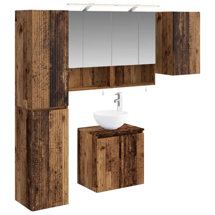 Ensemble d'armoire de salle de bain 5 pcs Bois ancien - 2