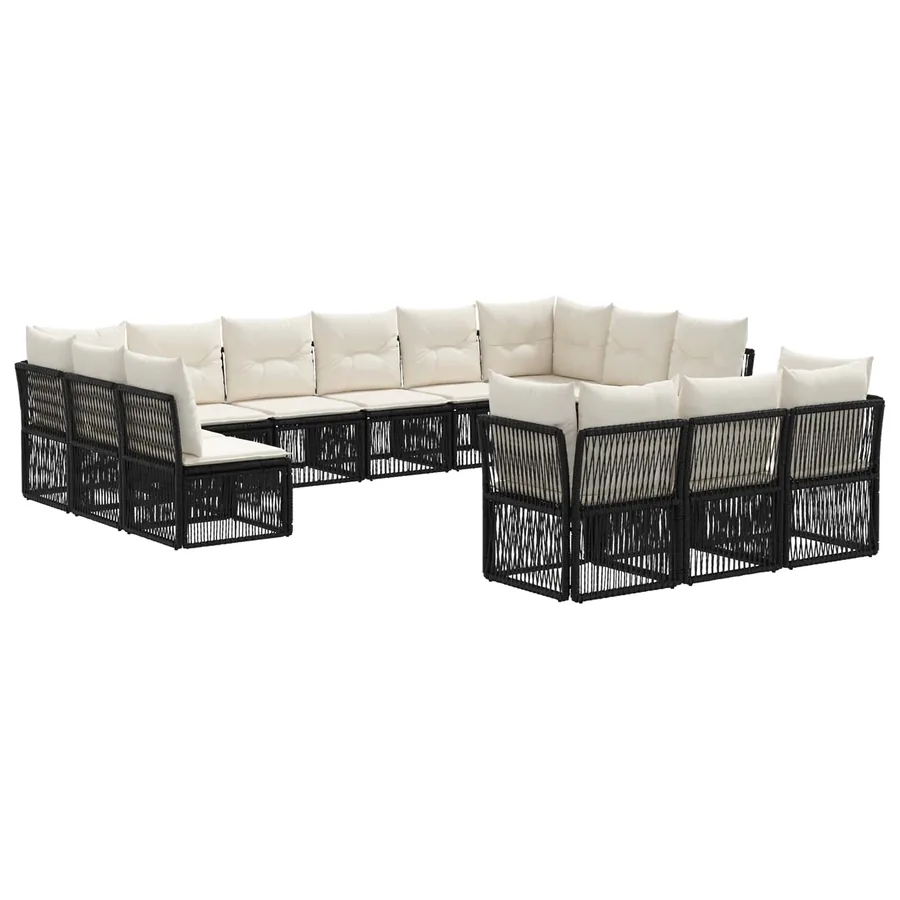 Ensemble de canapé de jardin 13 pcs Noir polyrotin