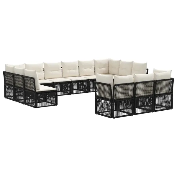 Ensemble de canapé de jardin 13 pcs Noir polyrotin