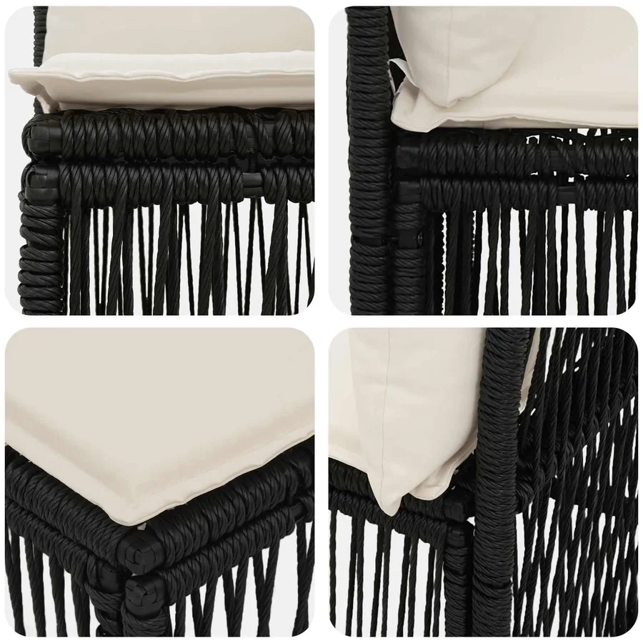 Ensemble de canapé de jardin 13 pcs Noir polyrotin - 5