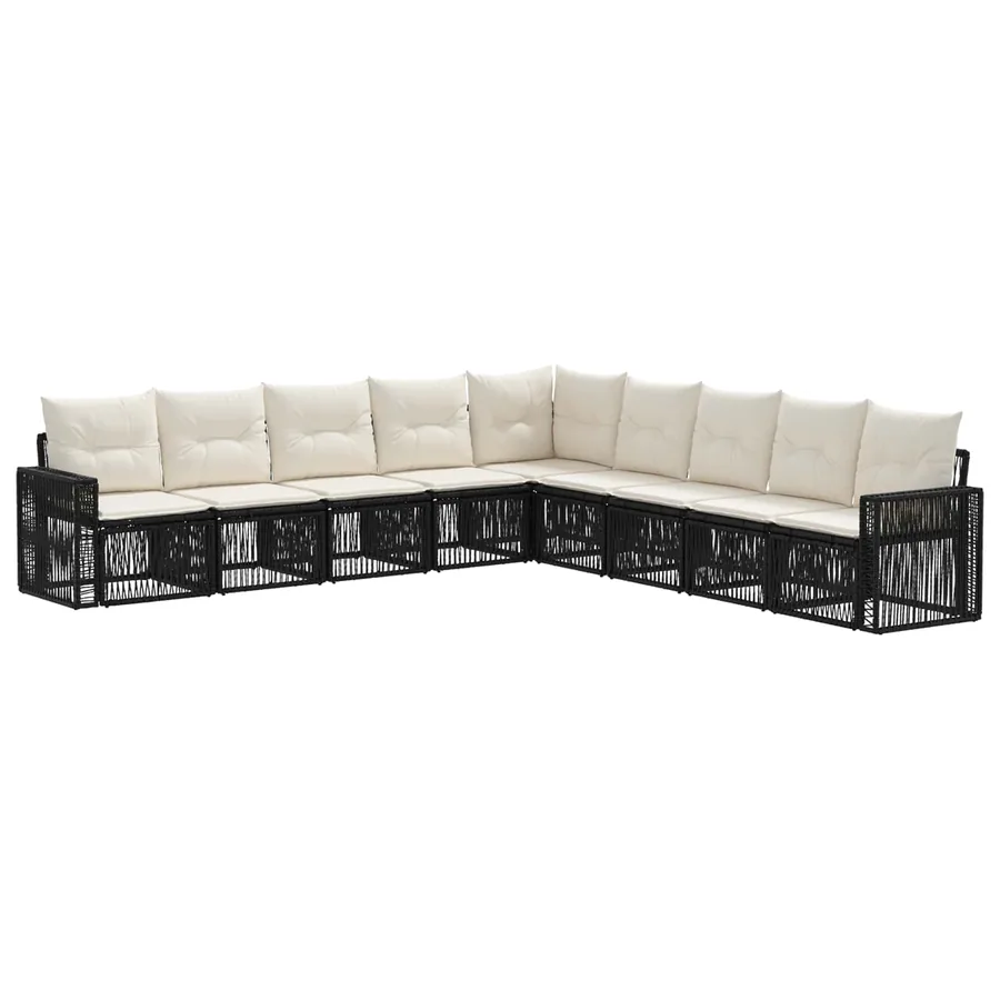 Ensemble de canapé de jardin 9 pcs Noir et blanc crème