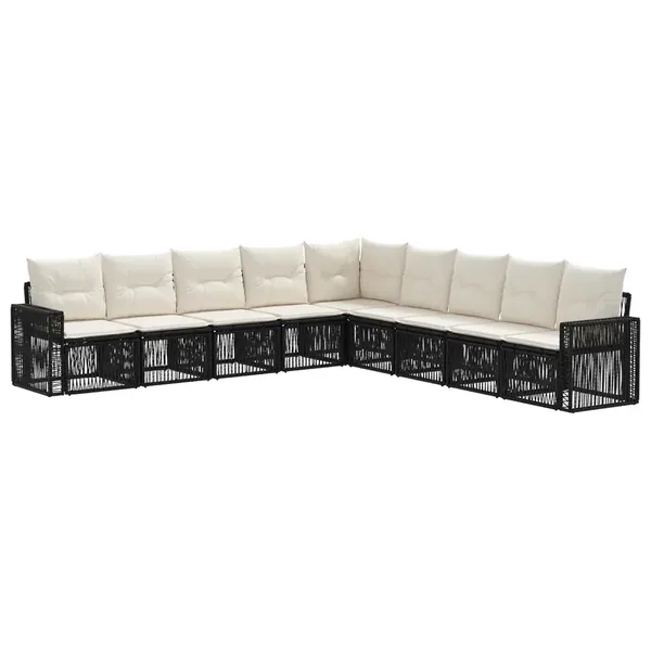 Ensemble de canapé de jardin 9 pcs Noir et blanc crème