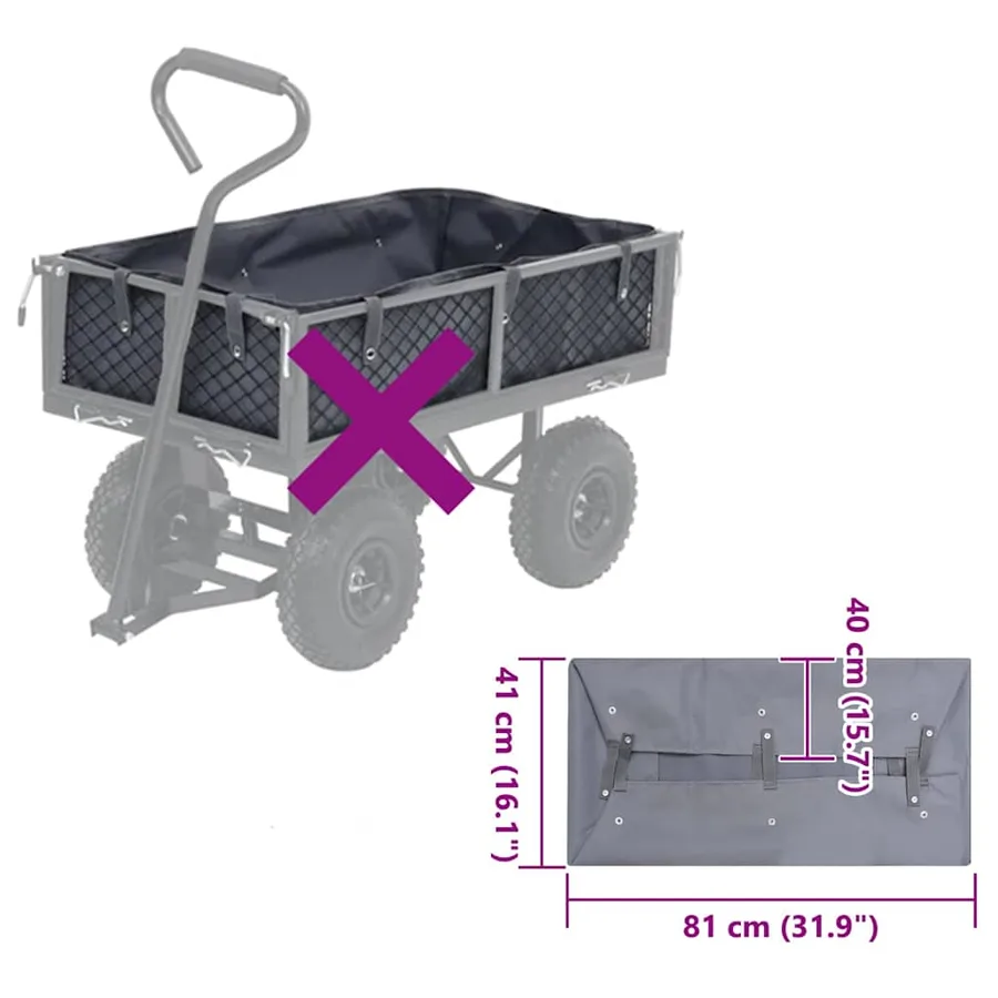 Bâche de chariot de jardin Gris foncé 81x41x40 cm Tissu - 3