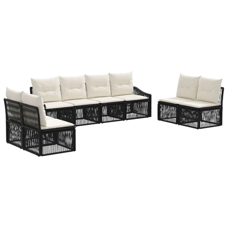 Ensemble de canapé de jardin 8 pcs Noir polyrotin - 2