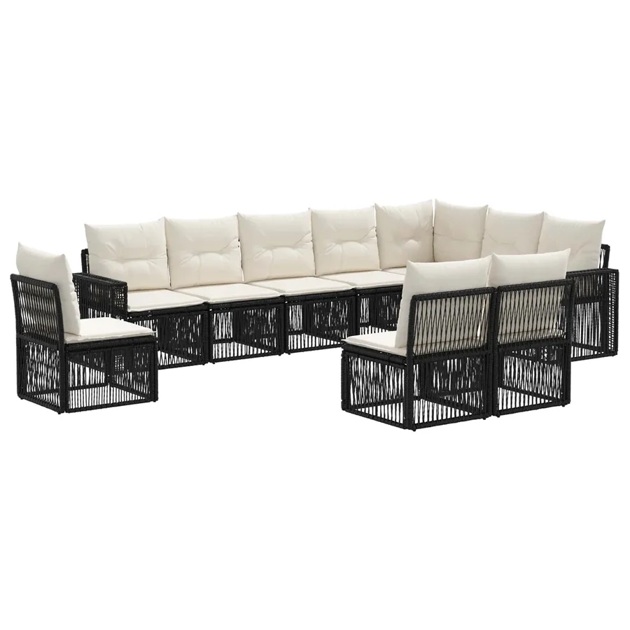 Ensemble de canapé de jardin 10 pcs Noir et blanc crème - 2