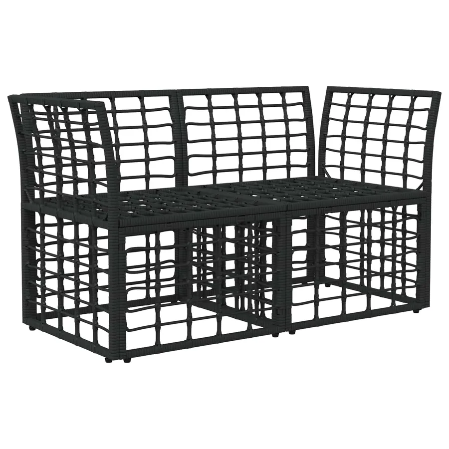 Loveseat d'extérieur 2 pcs Noir et Gris foncé polyrotin - 3