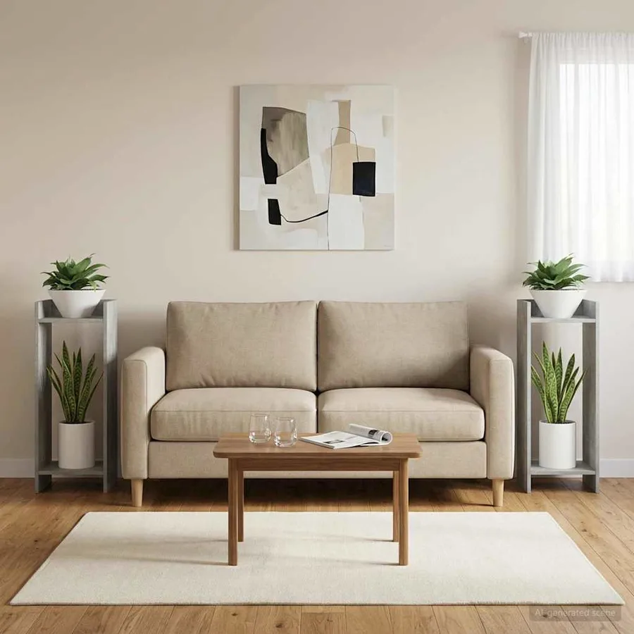 Support de Plante 2 pc Gris Béton 30 x 30 x 80 cm - 4