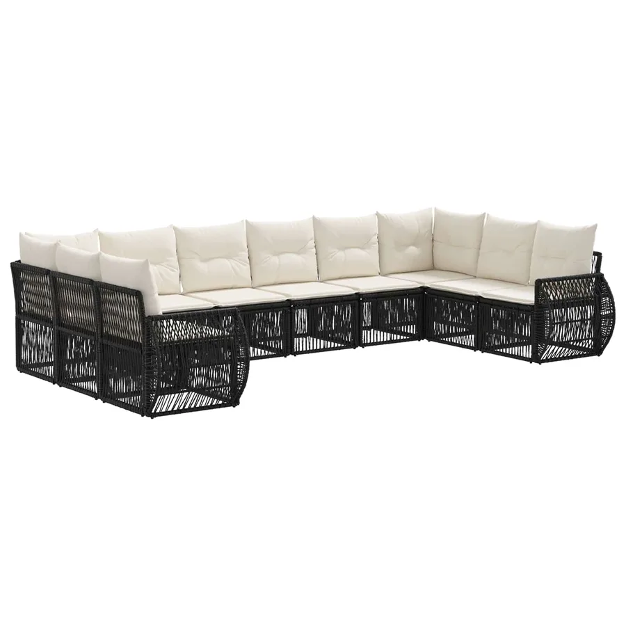 Ensemble de canapé de jardin 10 pcs Noir et blanc crème - 2