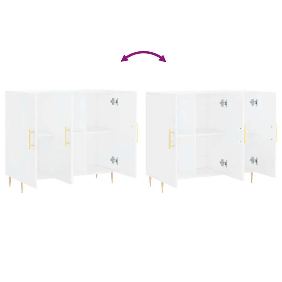 Buffet blanc 90x34x80 cm bois d'ingénierie - 11