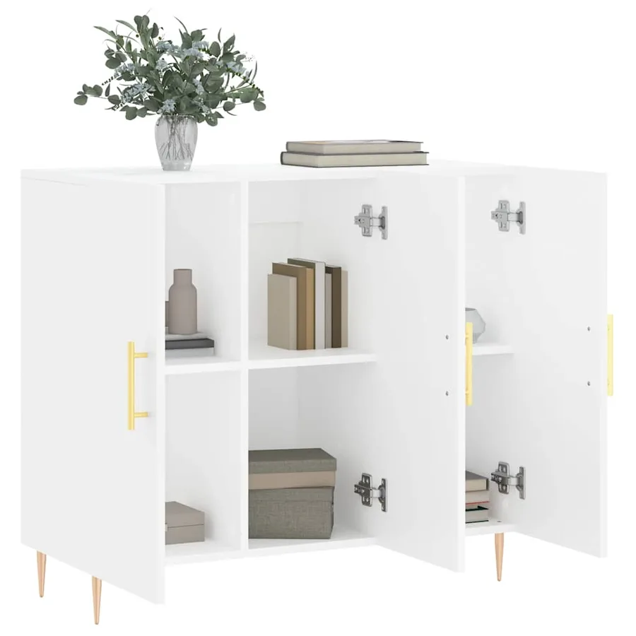 Buffet blanc 90x34x80 cm bois d'ingénierie - 8