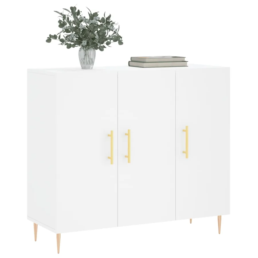 Buffet blanc 90x34x80 cm bois d'ingénierie - 9