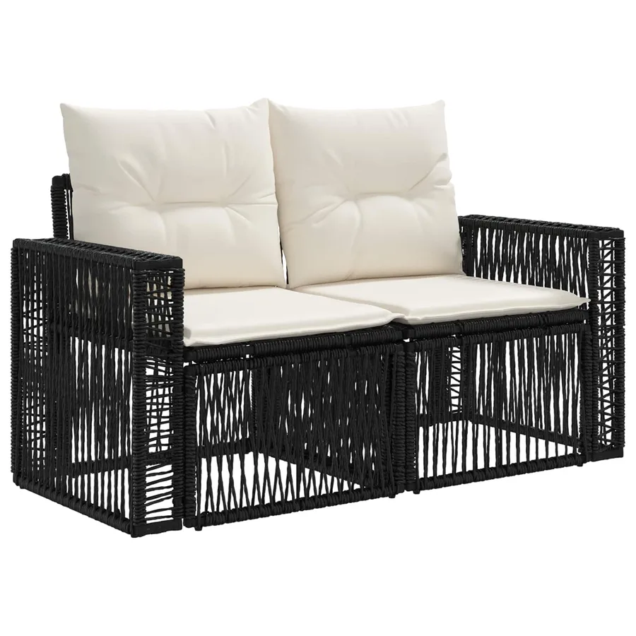 Ensemble de canapé de jardin 7 pcs Noir et blanc crème - 4
