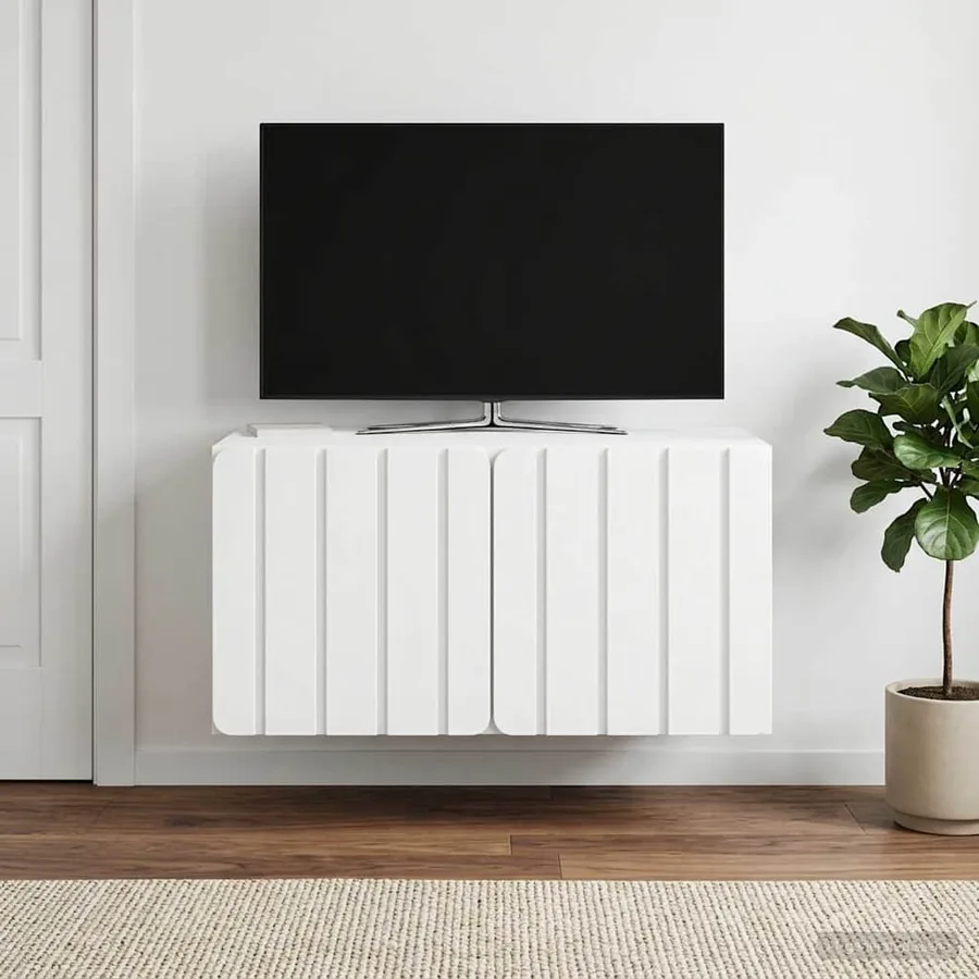 Meuble TV mural 59,5 x 41 x 30 cm Blanc Bois d'ingénierie