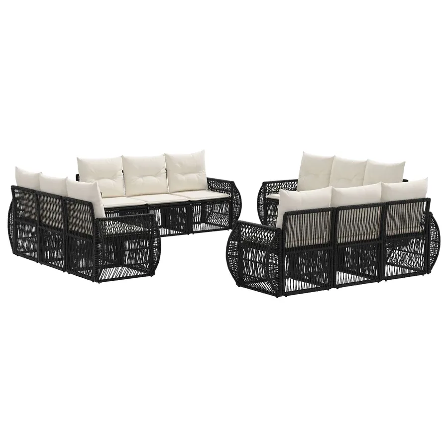 Ensemble de canapé de jardin 12 pcs Noir et blanc crème - 2