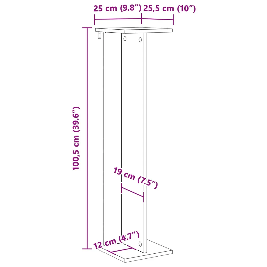 Support de Plante 2 pc Chêne Noir 25 x 25,5 x 100,5 cm - 10