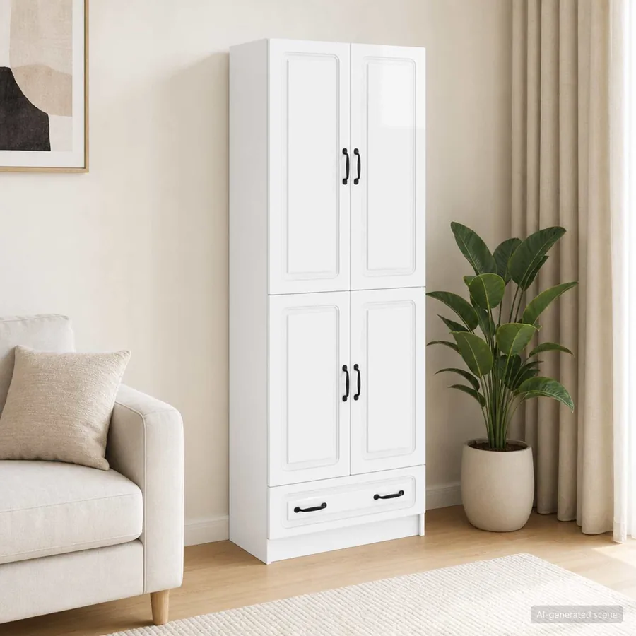 Ensemble de Meubles 2 pcs Blanc brillant Bois d'ingénierie