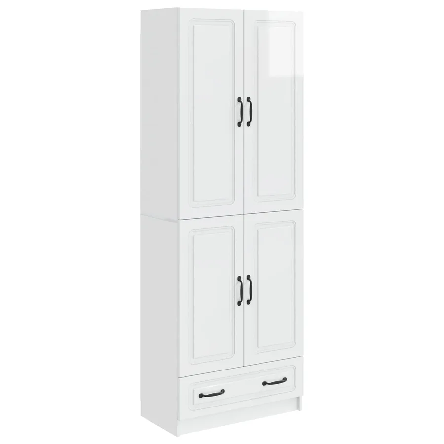 Ensemble de Meubles 2 pcs Blanc brillant Bois d'ingénierie - 2